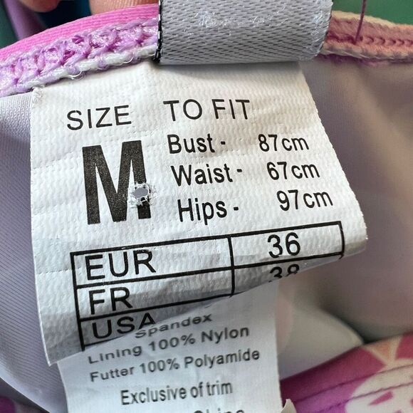 Romenza One Piece Swimsuit Adorable Pastel Color Stripes with Bow Print Size - Picture 12 of 13